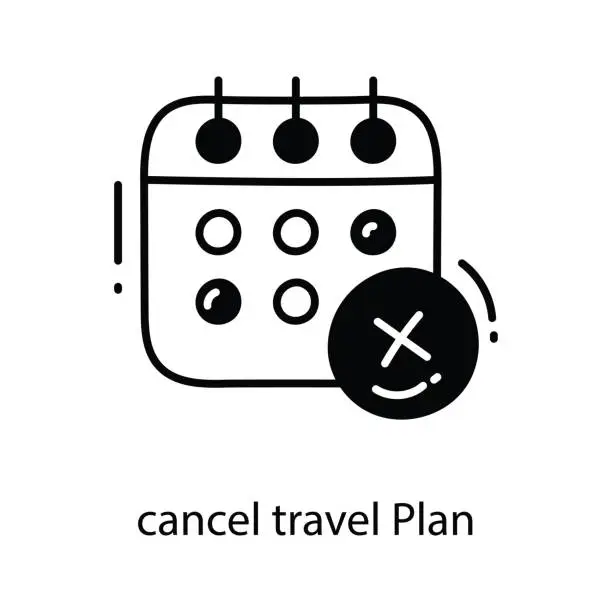 Vector illustration of Cancel Travel Plan doodle Icon Design illustration. Travel Symbol on White background EPS 10 File