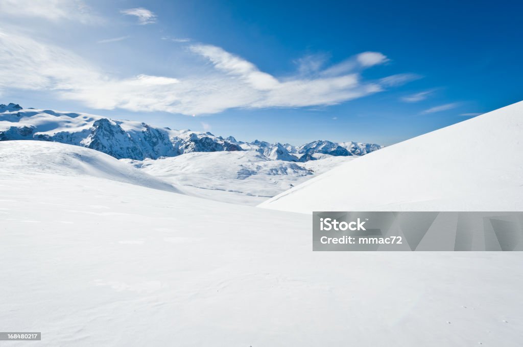 High mountain landscape with sun High mountain landscape with sun in the French Alps (La Grave, La Meije) Snow Stock Photo