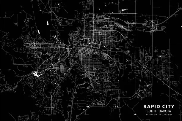 Vector illustration of Rapid City, South Dakota, USA Vector Map