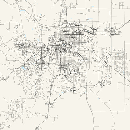 Topographic / Road map of Rapid City, SD. Map data is public domain via census.gov. All maps are layered and easy to edit. Roads are editable stroke.