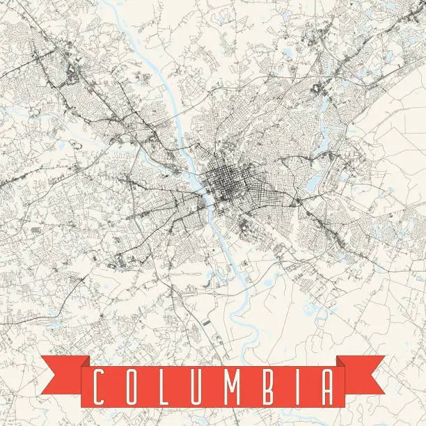 Vector illustration of Columbia, South Carolina, USA Vector Map