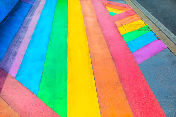 Colorful street crossing on the floor of a street