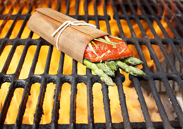 Wild Salmon fillet outdoor cedar wrap bbq grill
