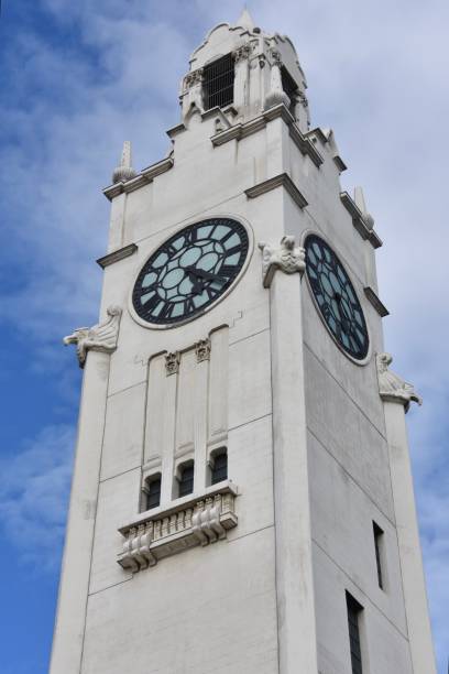 istock A white clock tower, into the harbor of Montreal, in Canada 1684854912