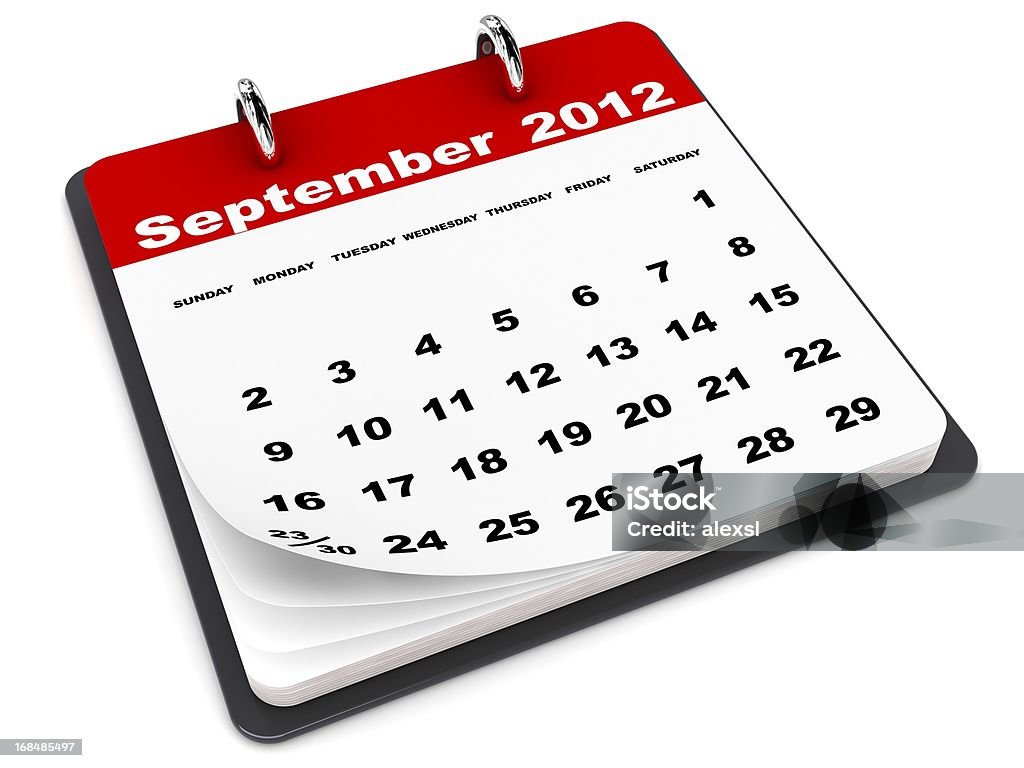 Calendário de setembro de 2012 - Foto de stock de 2012 royalty-free