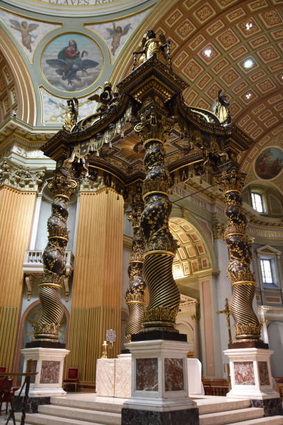 The baldaquin into the cathedral Saint Marie queen of the world, in Montreal, Canada Le baldaquin dans la cathédrale Sainte Marie Reine du Monde de Montréal, au Canada mary queen of the world cathedral stock pictures, royalty-free photos & images