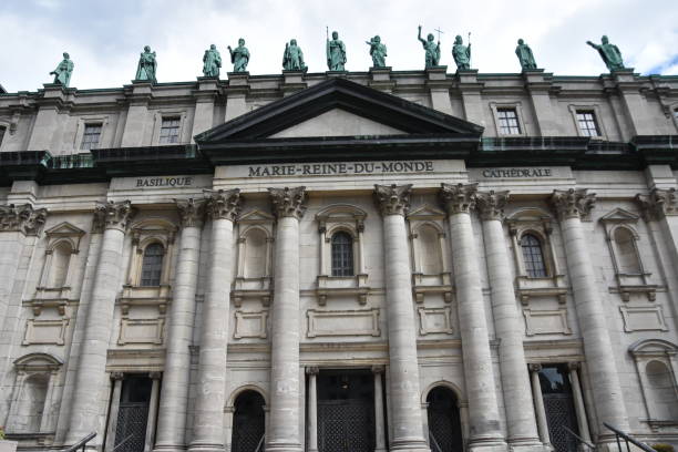 The face of the Saint Marie queen of the world cathedral, in Montreal La façade de la cathédrale sainte Marie reine du monde m, à Montréal mary queen of the world cathedral stock pictures, royalty-free photos & images