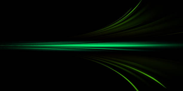 istock Abstract green speed neon light effect on black background. 1684870158