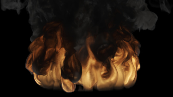 The flames of the fire are burning in close-up. Can be used as a video texture or background for design projects, scenes, etc.