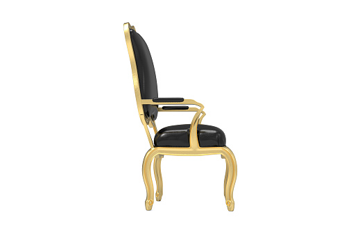 Classical vintage armchair on white background. Luxury black Leather chairs Furniture Collection.
