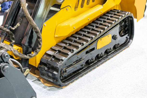 close up rubber excavator track or undercarriage rubber tracks or for other heavy construction vehicles
