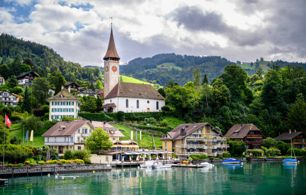 Hilterfingen Church in the minicipality Oberhofen on Lake Thun in the canton of Bern in Switzerland