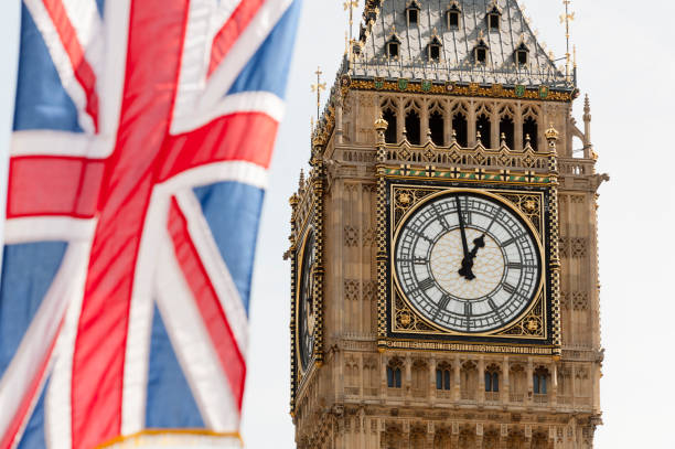 istock Big Ben with Union Jack Flag London 168490065