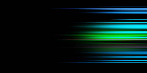 Black modern wide abstract technology background with glowing high-speed and movement light effect