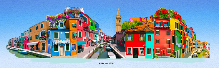 Collage from images of Burano, Venice, Italy