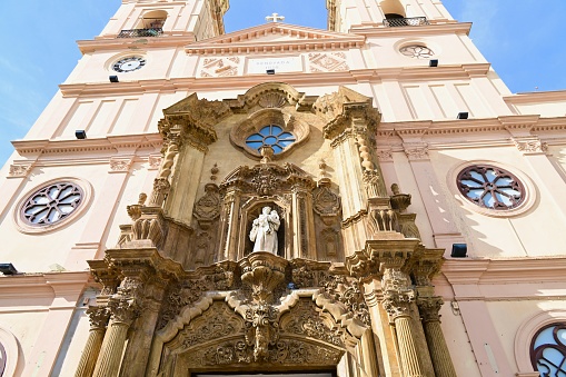 The photo focuses on the exterior of the church inside the temple of santa maria tonantzintla compound.