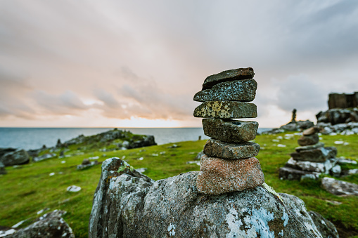 A pile of stones, cairn at Scotland