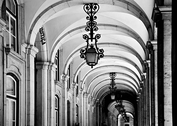 Arcade in the famous Ribeira palace, Lisbon, next to Commerce Square.