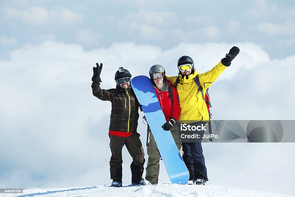 Ski resort Group of snowboardrers at ski resort Adolescence Stock Photo
