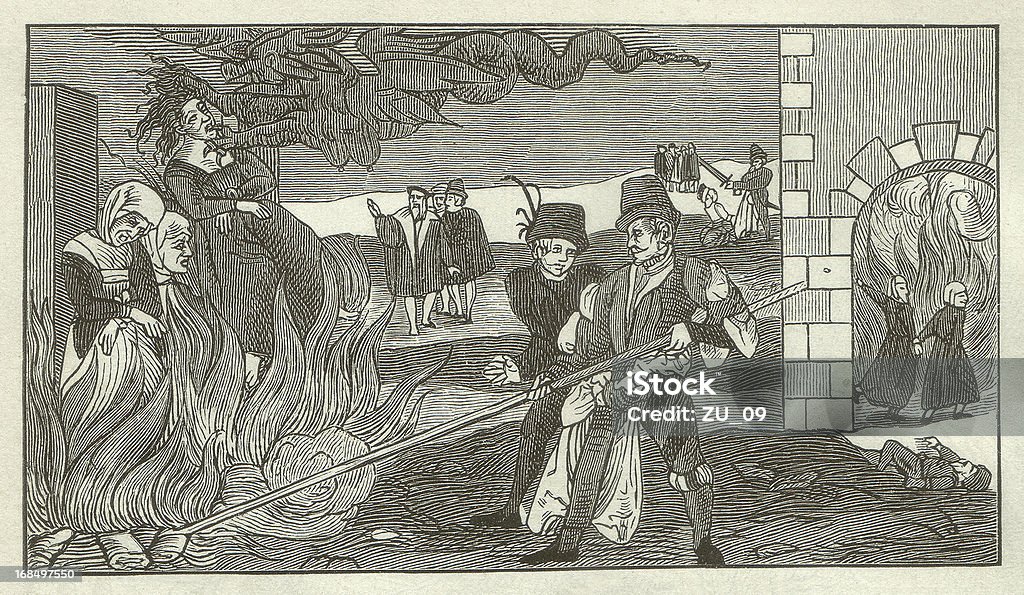 Hexe-Brennen in der Grafschaft Regenstein, 1550 - Lizenzfrei Hexe Stock-Illustration