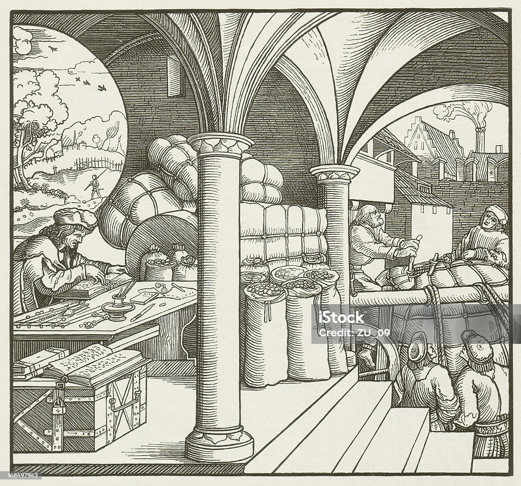 Tienda en 1520 - Ilustración de stock de Oficio comerciante libre de derechos