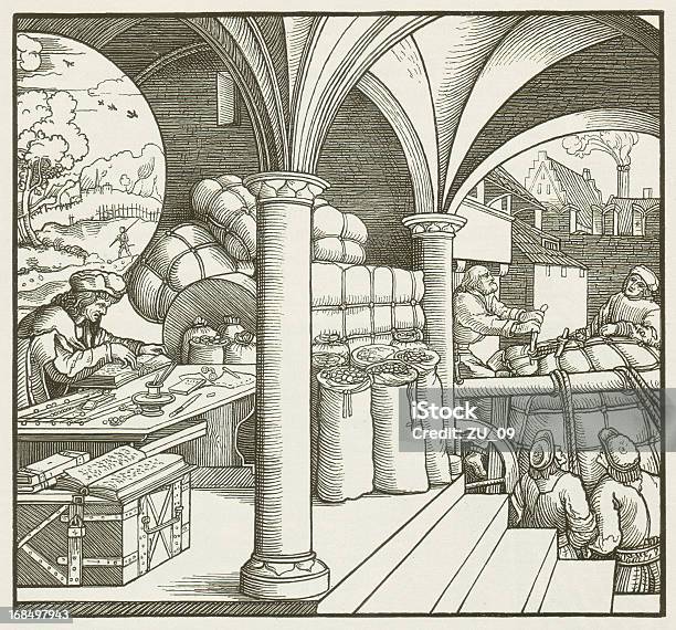 Ilustración de Tienda En 1520 y más Vectores Libres de Derechos de Oficio comerciante - Oficio comerciante, Adulto, Alemania