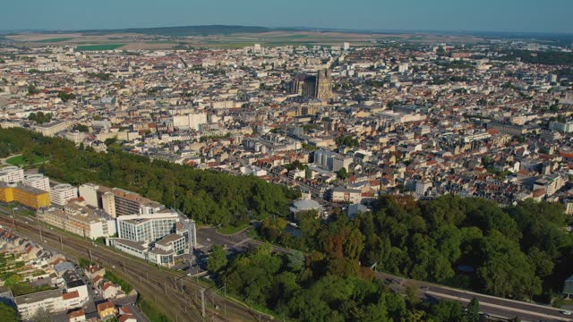 Aerial around the city Reims