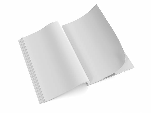 aperto il libro vuoto rivista 1 - book single object white blank foto e immagini stock