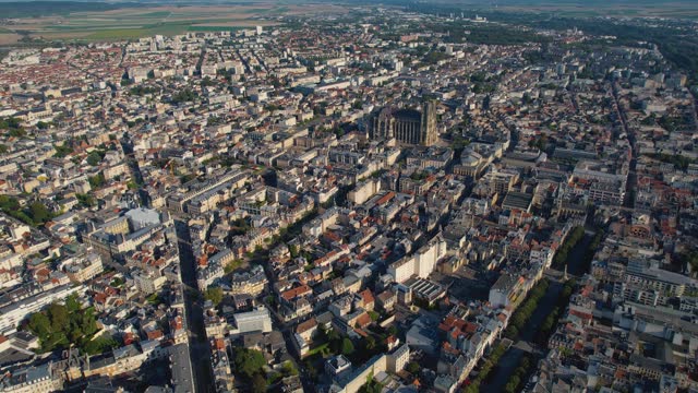 Aerial around the city Reims