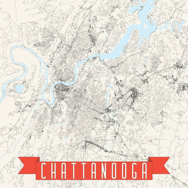 Road Map Chattanooga Chattanooga Tennessee Usa Vector Map 