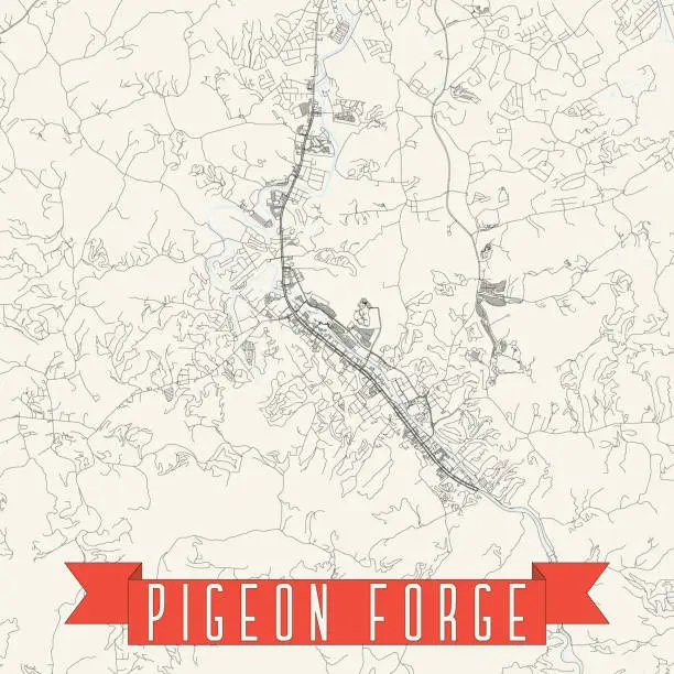 Vector illustration of Pigeon Forge Tennessee, USA Vector Map