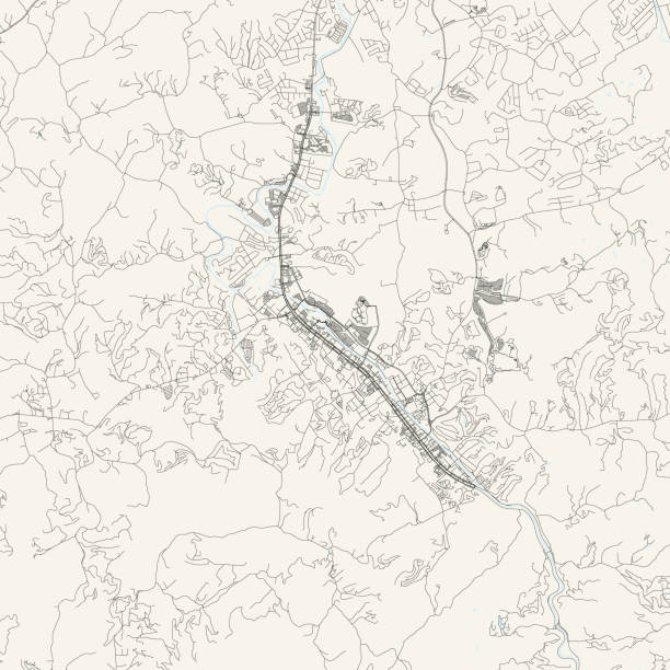 Pigeon Forge Tennessee, USA Vector Map Topographic / Road map of Pigeon Forge, TN. Map data is public domain via census.gov. All maps are layered and easy to edit. Roads are editable stroke. tennessee map stock illustrations