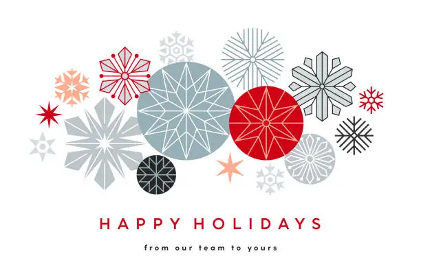 Vector illustration of Holiday Christmas Card with Stars and Snowflakes