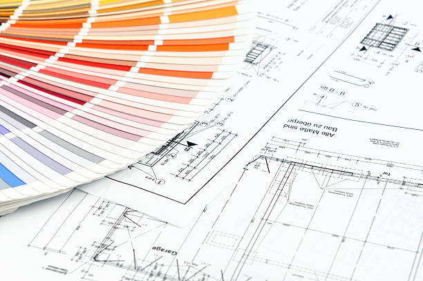 istock Color Swatch for home improvement with blueprints plan 168502952