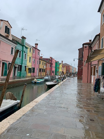 Burano Island is known for its lace.  Rainy day in the island.