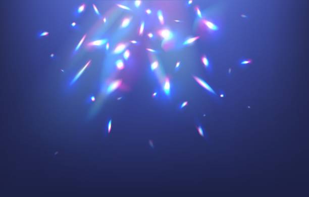 Rainbow light flare, prism leak, crystal shine Rainbow light flare, prism leak, creating mesmerizing display of vibrant colors and enchanting beams. Diamond or crystal shine, lens optical refraction. Realistic vector magic iridescent flash effect coloured glass texture stock illustrations