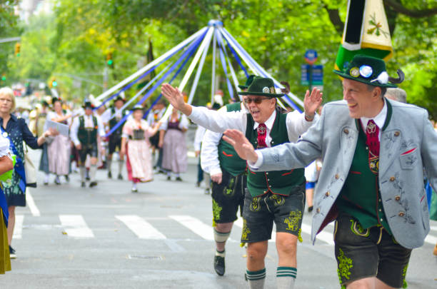 German New Yorkers march along 5th Avenue during the 66th Annual German-American Steuben Parade in