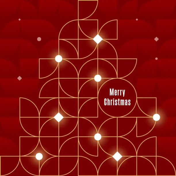 Vector illustration of Geometric Christmas Tree Greeting Card
