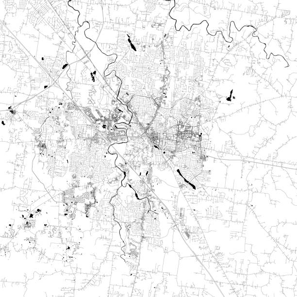 Murfreesboro, Tennessee, USA Vector Map Topographic / Road map of Murfreesboro, TN. Map data is public domain via census.gov. All maps are layered and easy to edit. Roads are editable stroke. tennessee map stock illustrations