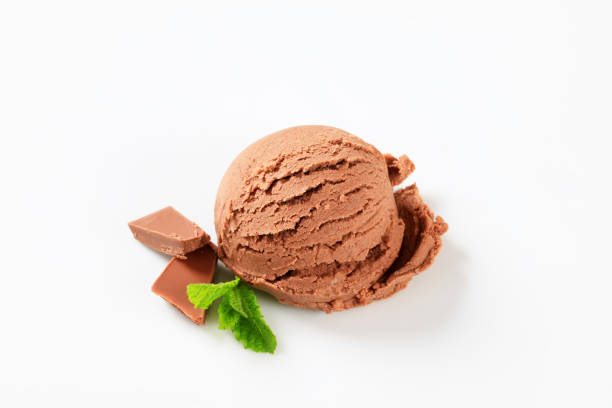 istock Scoop of chocolate icecream isolated on white 168504842