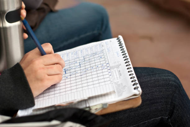 softball scorekeeping - spielprotokoll stock-fotos und bilder