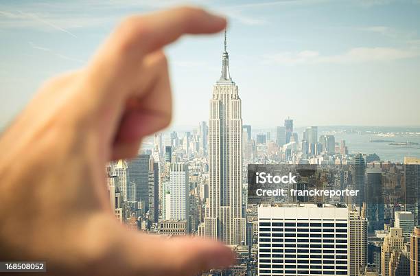 The Empire State Building In Hand Funny Photo Stock Photo - Download Image Now - Building Exterior, Built Structure, Business