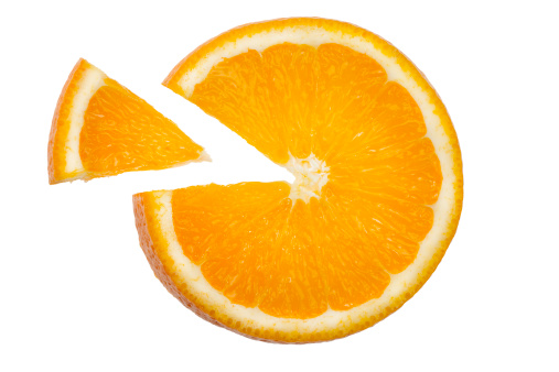 Orange section on white background with clipping path.