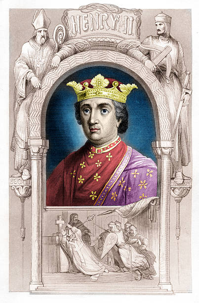 ilustrações, clipart, desenhos animados e ícones de henry o segundo rei da inglaterra - crown king illustration and painting engraving