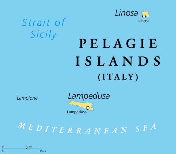 illustrations, cliparts, dessins animés et icônes de îles pélagie avec lampedusa, linosa et lampione, carte politique - lampedusa