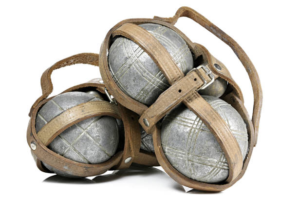 vintage petanque balls isolated on white background