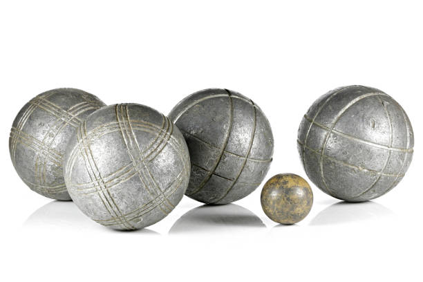 vintage petanque balls isolated on white background
