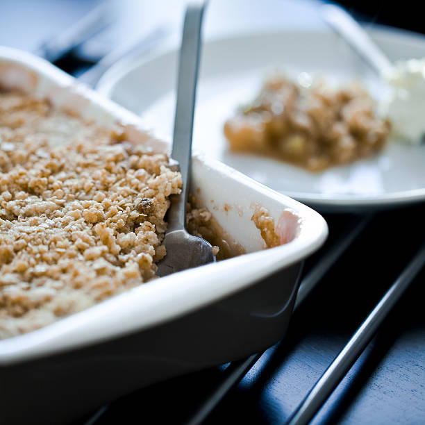Dish of Rhubarb and Blood Orange Crumble