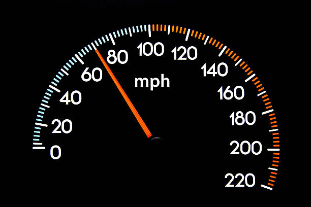 Speedometer 70 mph stock photo