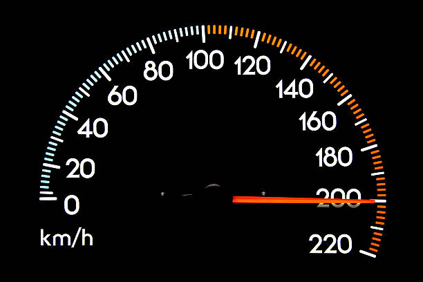 Speedometer 200 kmh stock photo